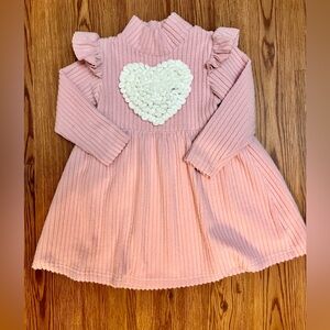 Pink Heart Knit Dress for Girls